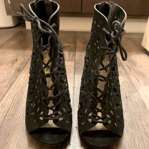 Black Madeline Stuart floral cut out heels